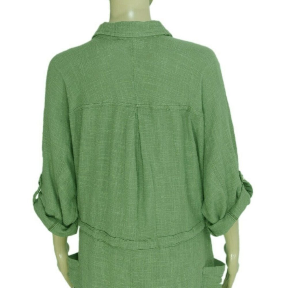 Out From Under Button-Down Romper Collared Green M - image 5